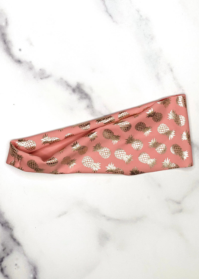 Pineapple Yoga Headband in Pink and Gold