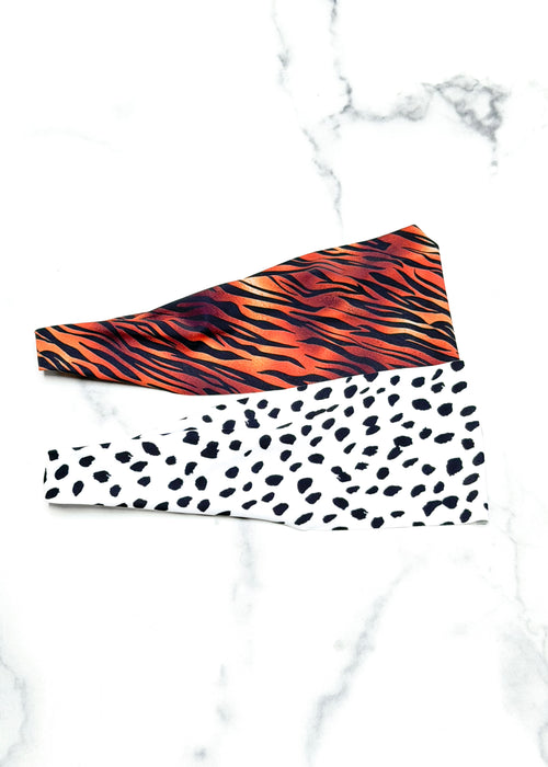 Tiger print and Dalmation print headbands