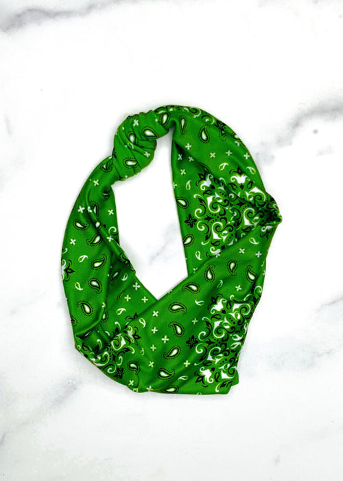 Green Bandana Top Knot Headband