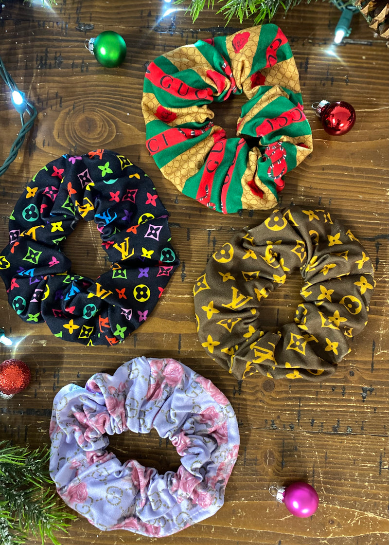 Upcycled Designer Print Scrunchie