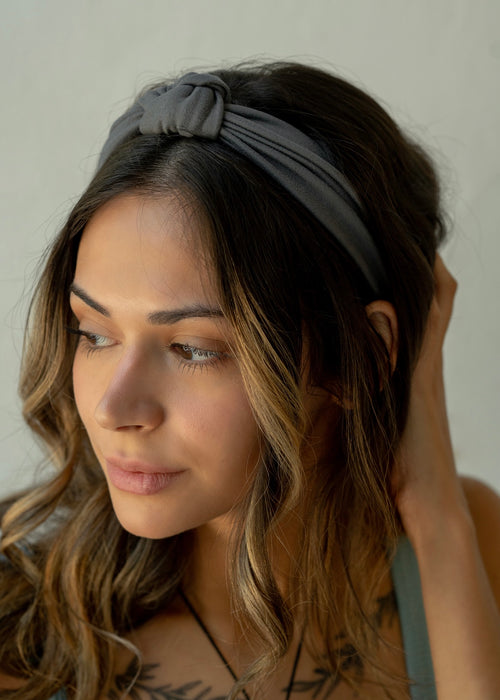 Dark Gray Top Knot Headband