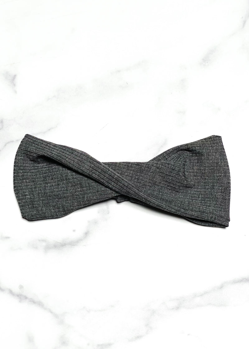 Gray Ribbed Twist Headwrap