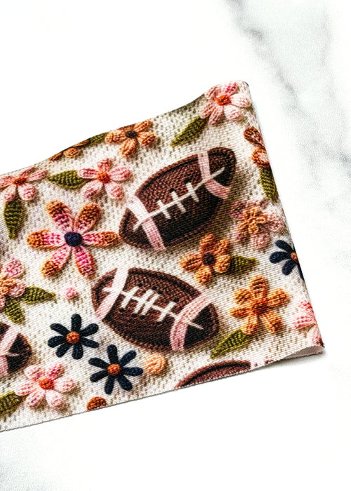 headband with footballs and flower pattern
