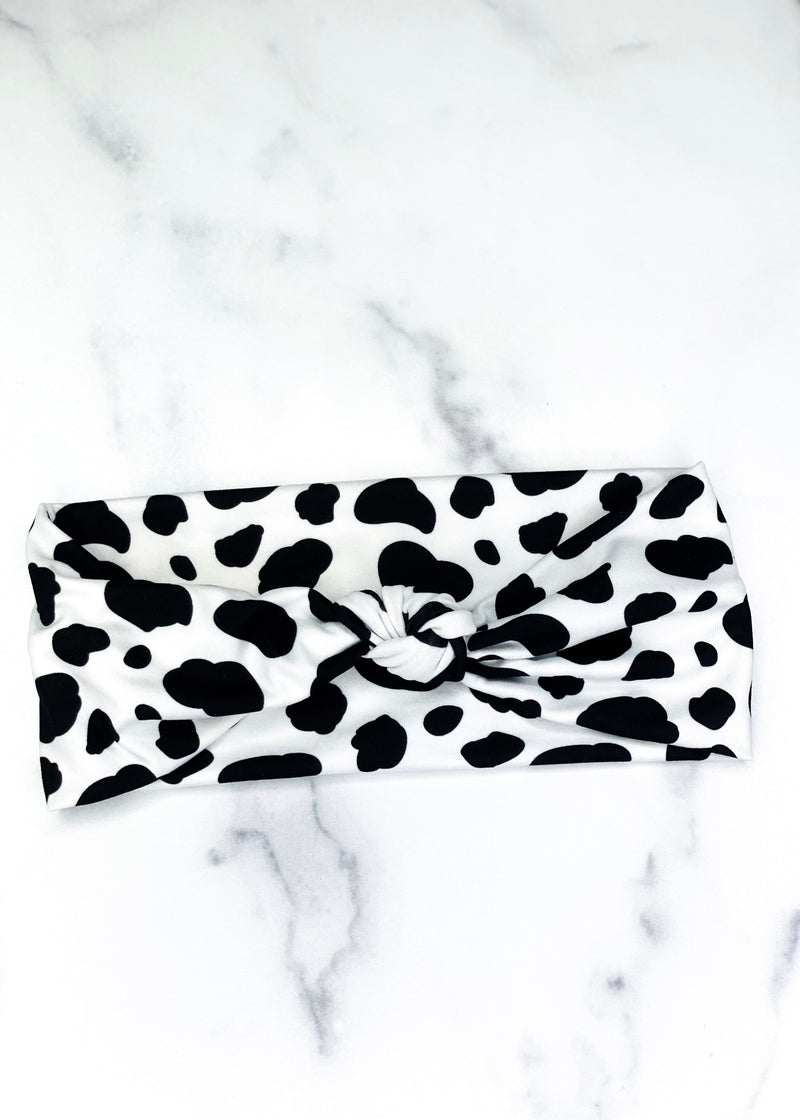 Cow Spots Top Knot Headband