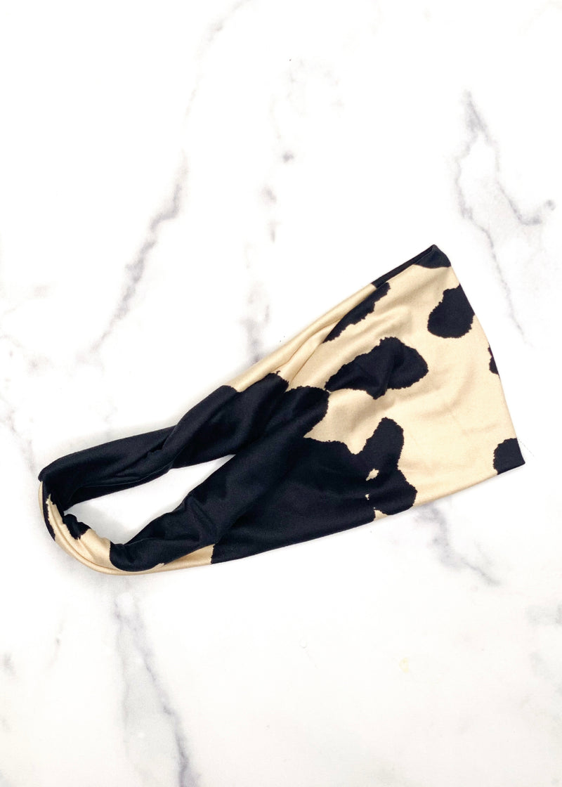 Cow Print Twist Headwrap