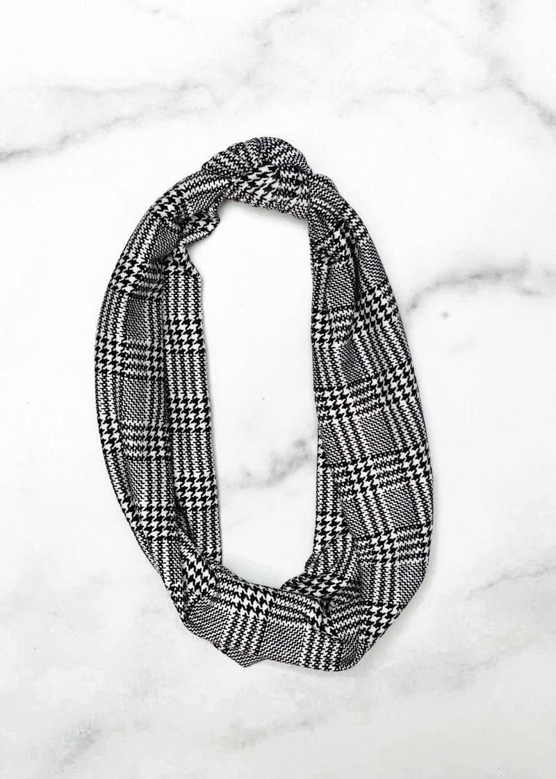 Gray Plaid Knot Headband