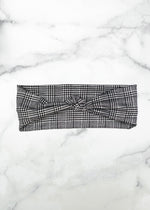 Gray Plaid Knot Headband