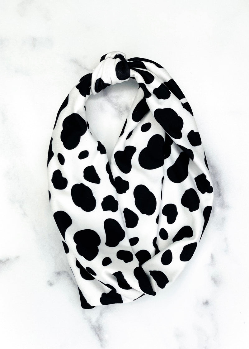 Cow Spots Top Knot Headband
