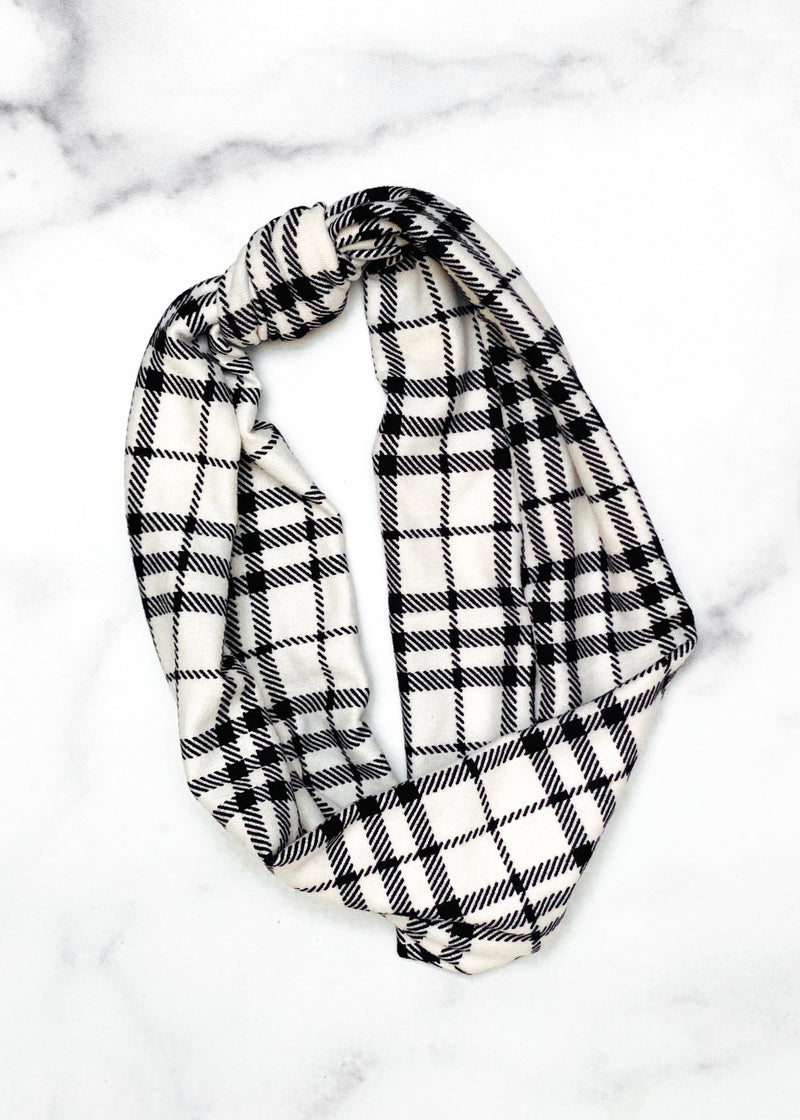 White Flannel Knot Headband