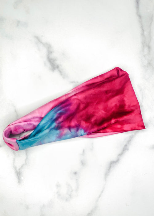 Magenta Tie Dye Twist Headwrap