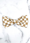  Designer Checkered Headband in Brown and White