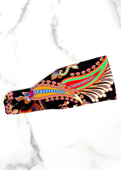 Yoga Headband in Black and Orange