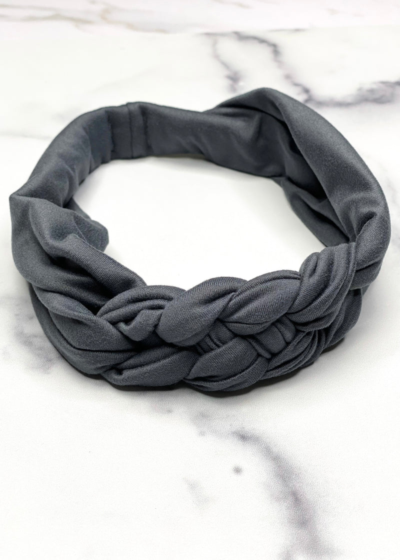 Soft Stretchy Braided Headband in Gray