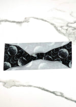 Black and White Moon Yoga Headband 