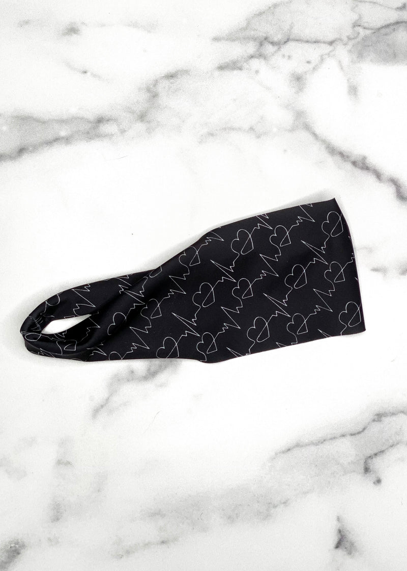 Nurse Headband Black and White Heart Rate