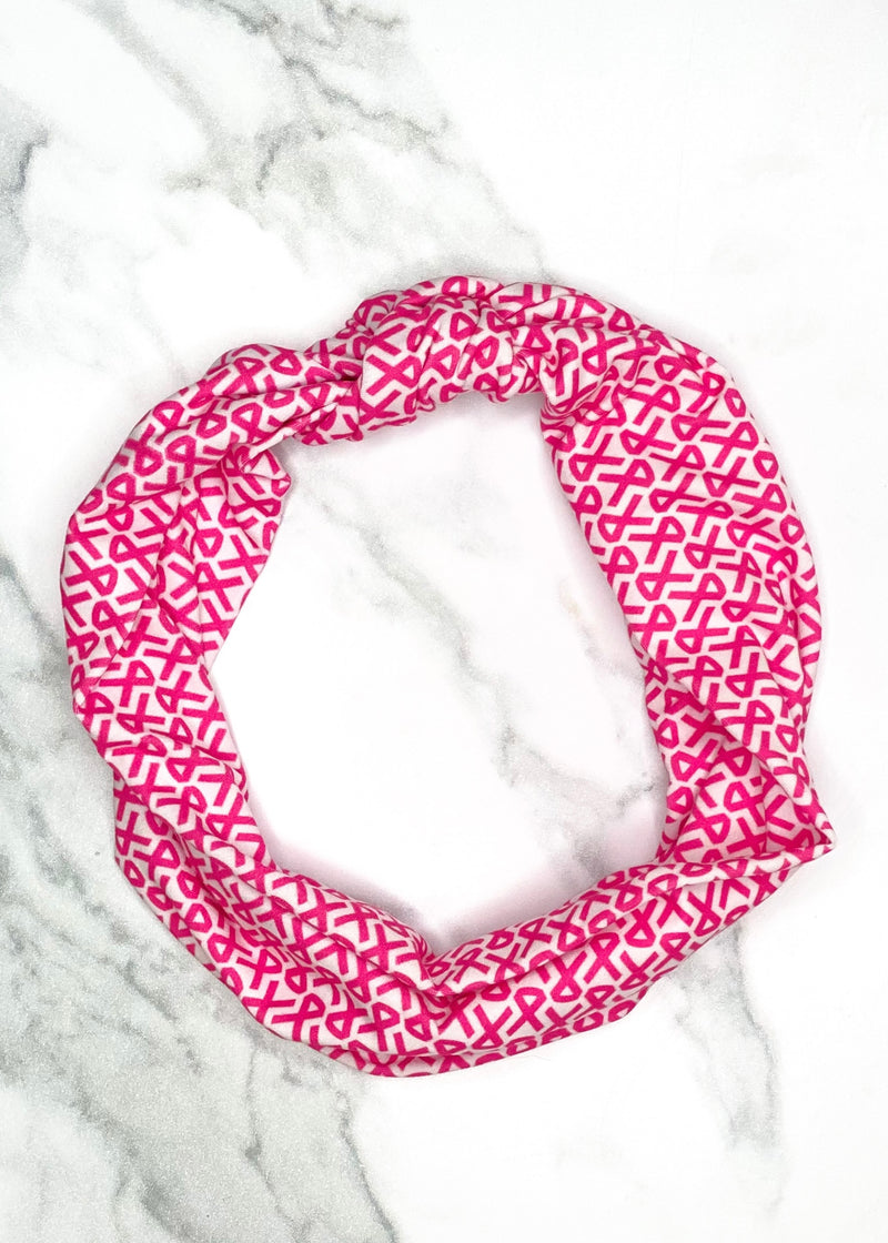 Pink Ribbon Breast Cancer Awareness Headband