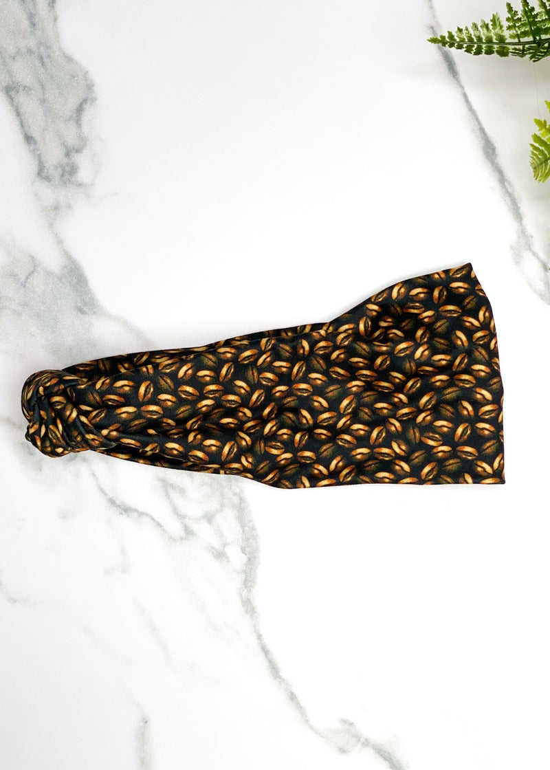 Coffee Bean Printed Knot Headband