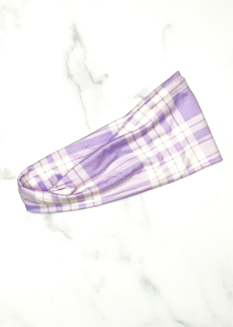 Pastel Purple Plaid Twist Headwrap
