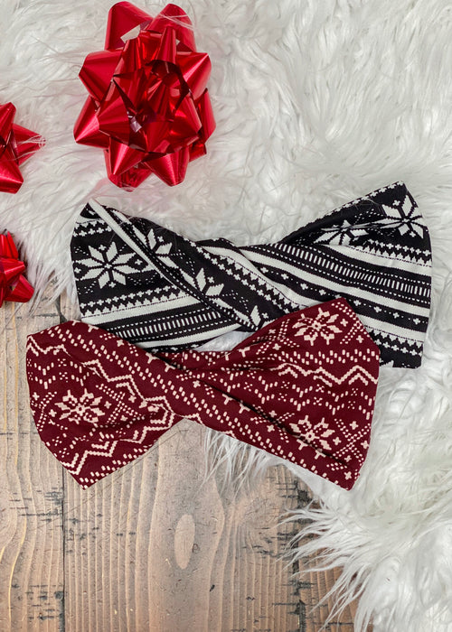 Holiday Maroon and Black Twisted Headwraps 