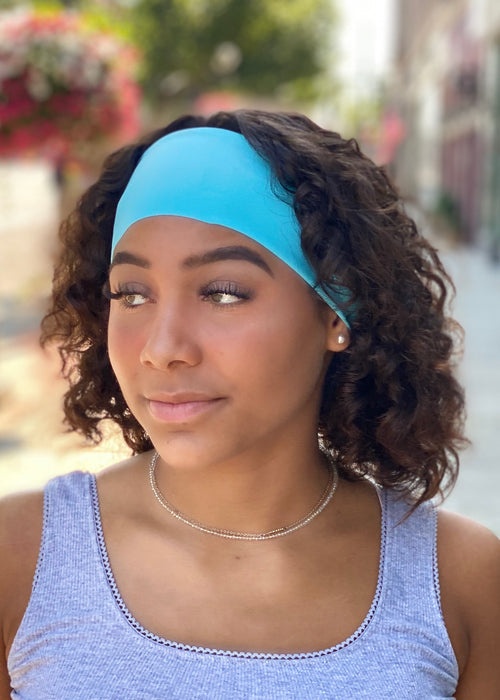 Aqua Blue Antimicrobial Yoga Headband