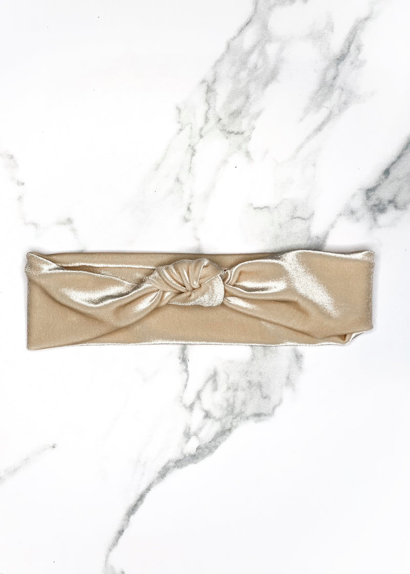 Cream Velvet Top Knot Headband