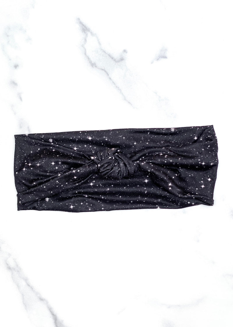 Black Knot Headband in Star Print