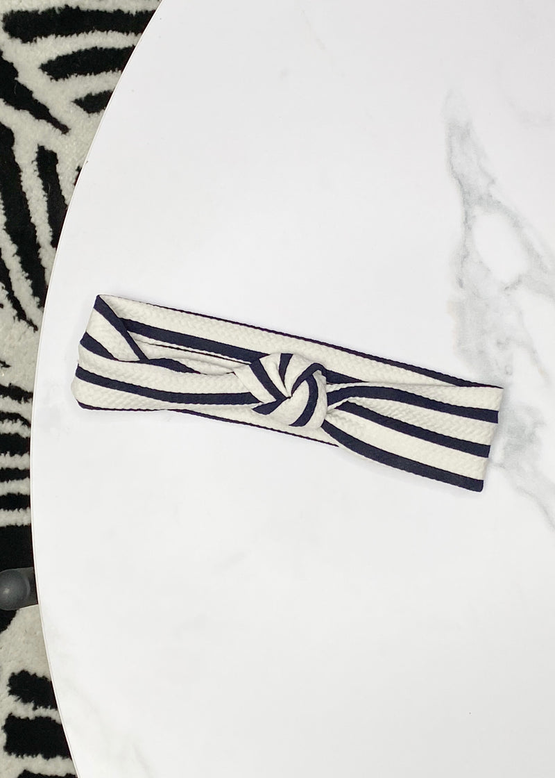Striped Textured Top Knot Baby Headband