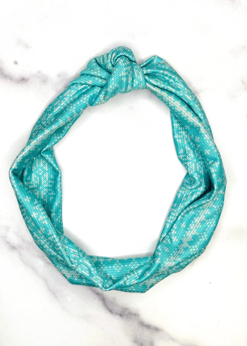 Blue Christmas Knotted Headband