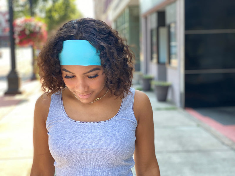 Aqua Blue Antimicrobial Yoga Headband