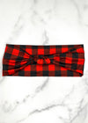 Red and Black Lumberjack Top Knot Headband