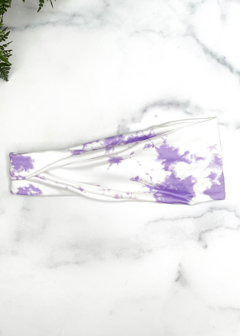 Twisted Headband in Purple Tie Dye
