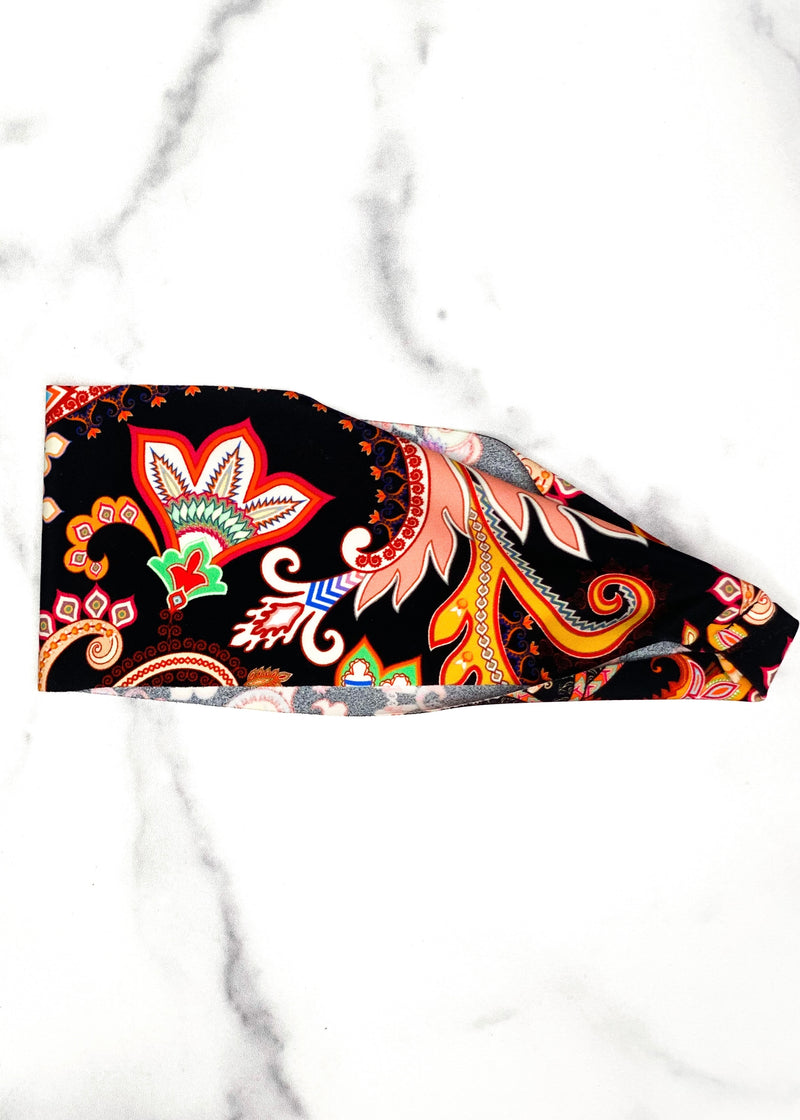 Yoga Headband in Black and Orange