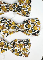Snakes and Roses on White Twisted Headband