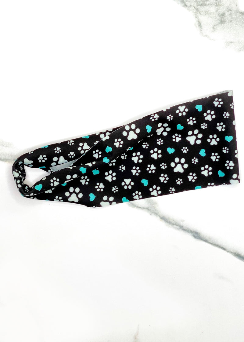 Dog Paws and Hearts Running Headband 