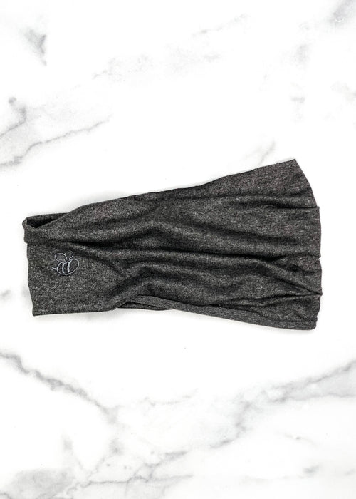Extra Wide Yoga Headband in Charcoal Gray