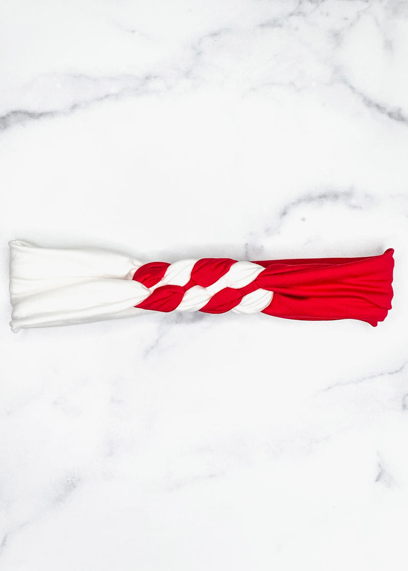 Red & White Braided Headband