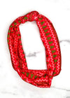 Knot Headband in Red Christmas Print