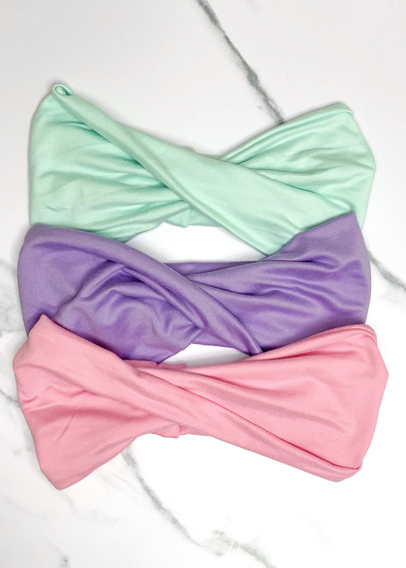 Pastel Blue, Pink, and Purple Twist Headbands