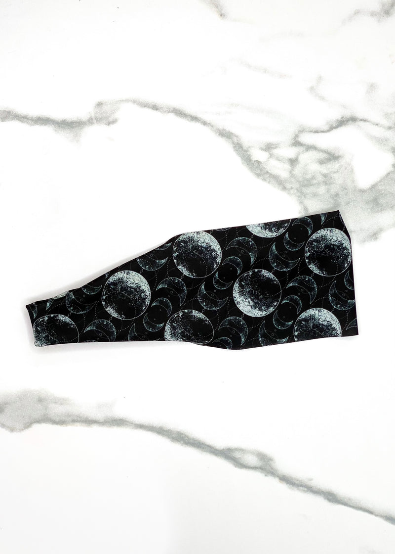 Black and White Moon Yoga Headband 