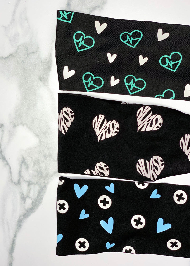 Medical Heart Printed Antimicrobial Yoga Headbands
