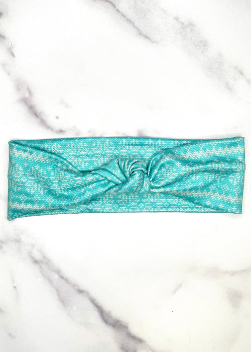 Blue Christmas Knotted Headband