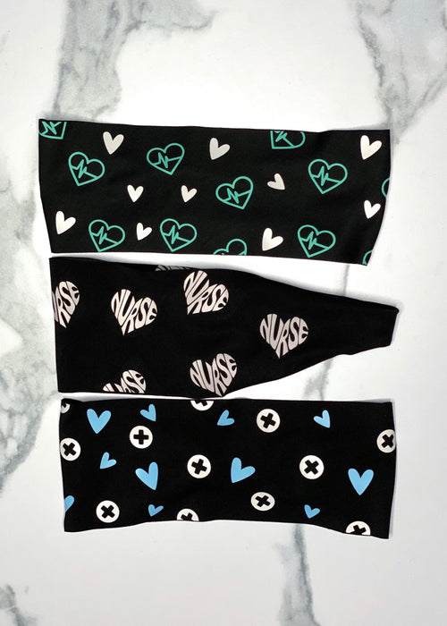 Medical Heart Printed Antimicrobial Yoga Headbands