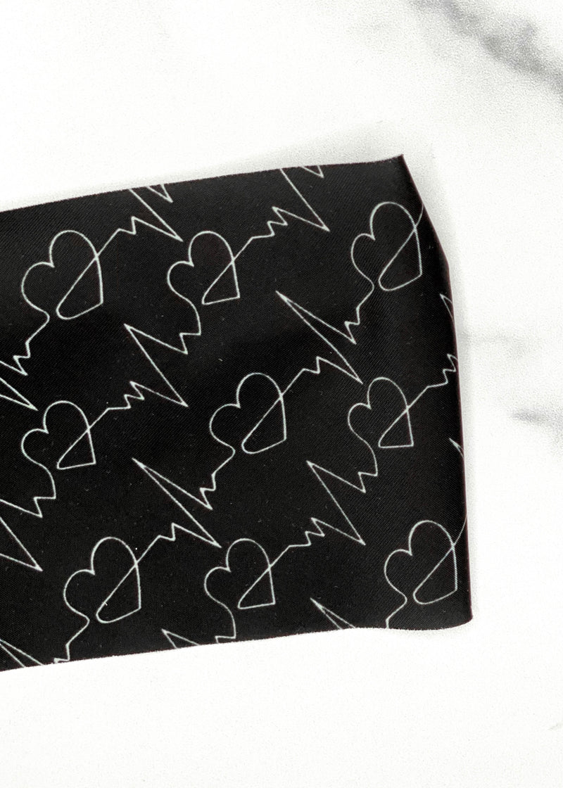 Heart Rate Headband for Nurses in Black and White EKG Pattern