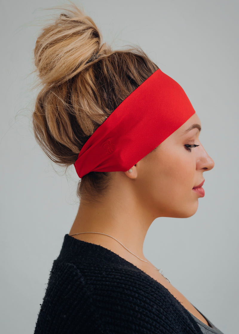 Red antimicrobial yoga headband